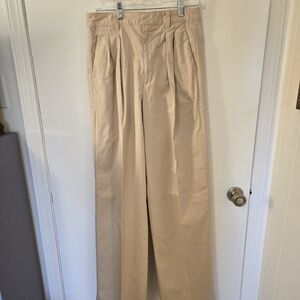 Women's High Rise Pleated Cotton Khaki Pants Size 6 Tall